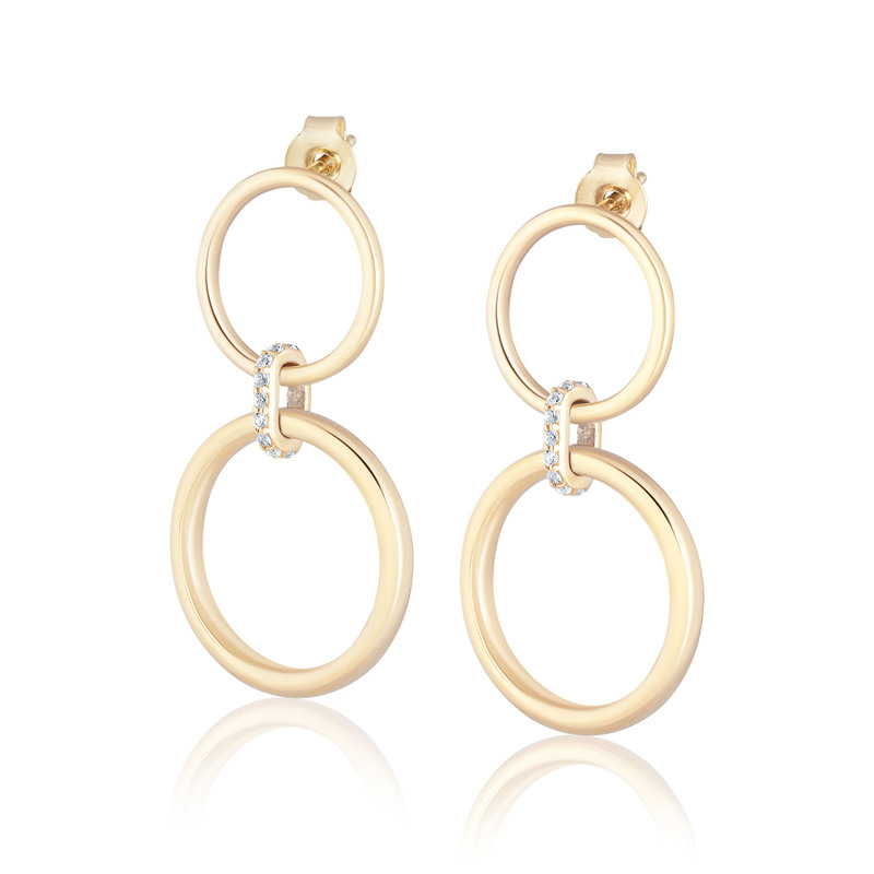 SSL with 14K Yellow Gold Overlay Double Ring Stud Earring
